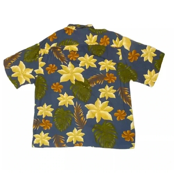 S&D Bahamas Hawaiian Shirt Mens 2XL Blue Yellow Floral Button Up Short Sleeves - Picture 4 of 7